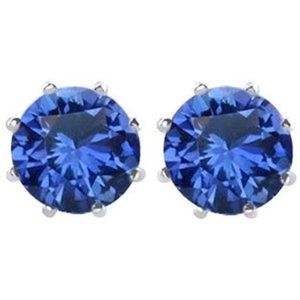 Women 2 Ct RoundCubic Zirconia(8mm)White/Blue